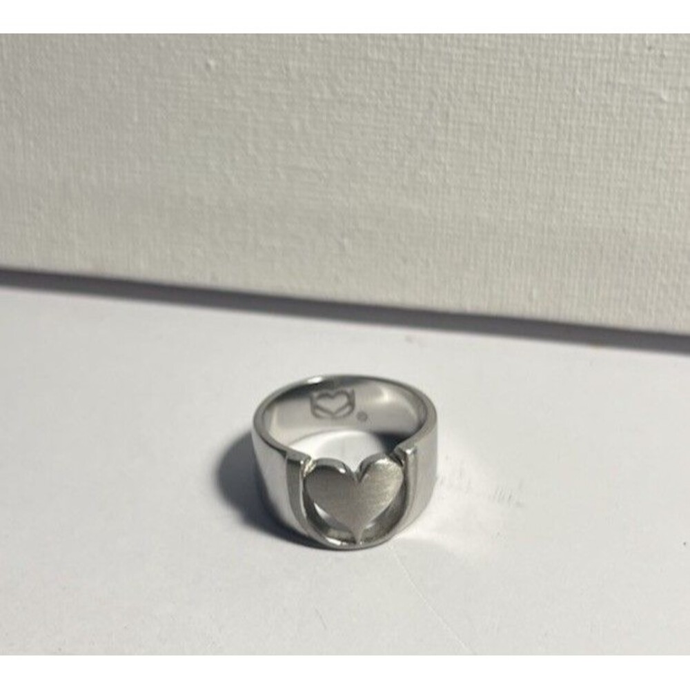 Love You Heart Ring Stainless Steel Wide Band Size 9